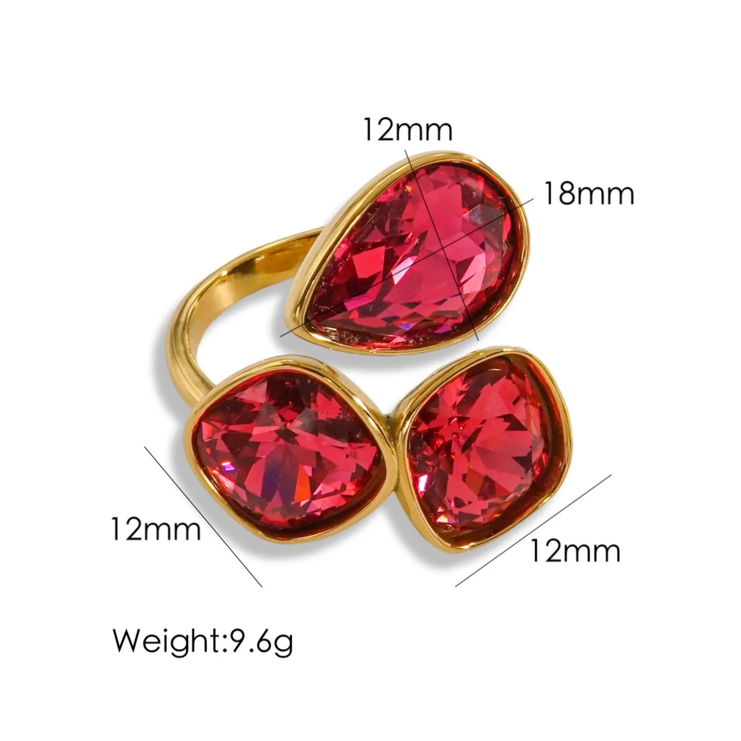 CARLIDANA Fashion Jewelry Open Rings 18K Gold Plated Stainless Steel Simple Multi-Color Crystal Ring For Women Jewelry